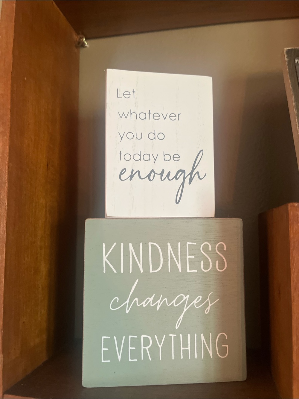 Inspirational Wood Block Sign - Green & White "Kindness Changes Everything"